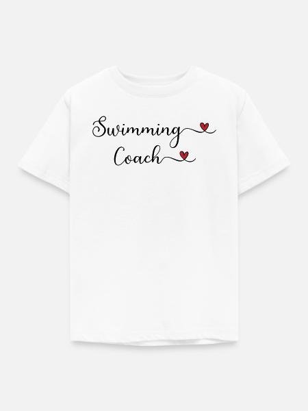 Schwimmtrainer-Typografie mit Herz - Kinder T-Shirt - Weiß