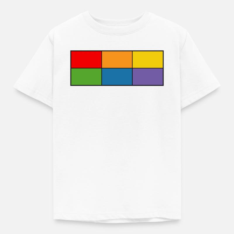 LGBT_Regenbogen_Farbblock grid - Kids' T-Shirt - white