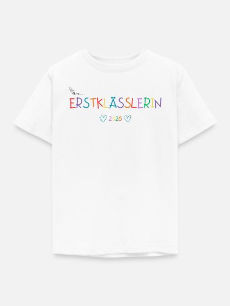 Erstklässlerin Einschulungsgeschenk Schulkind 2026 - Kinder T-Shirt - Weiß