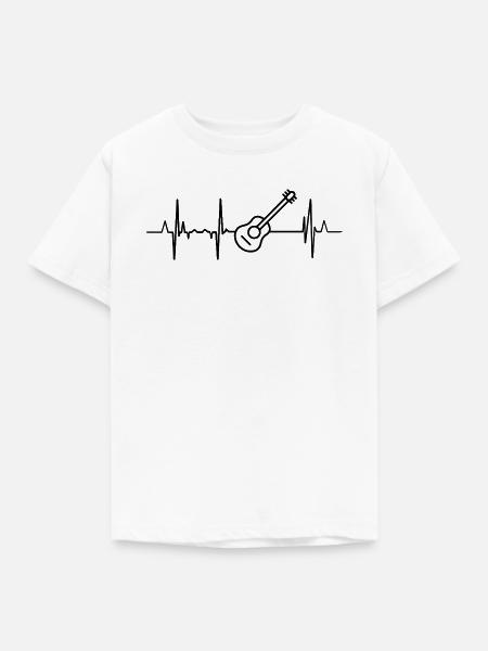 Gitarre Herzlinie - Kinder T-Shirt - Weiß