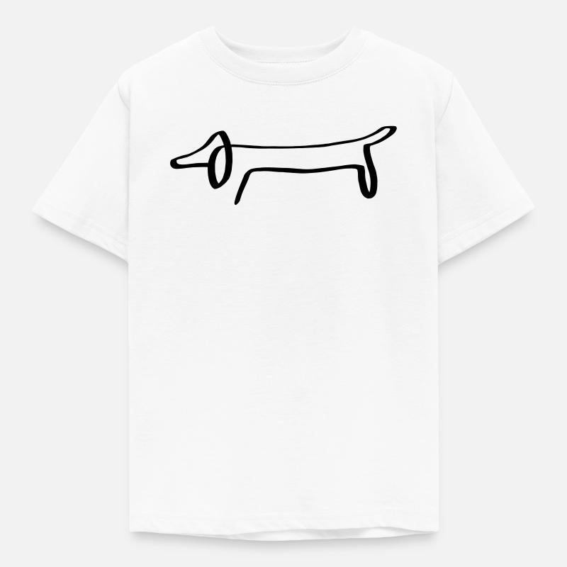 Linien Dackel - Kinder T-Shirt - Weiß