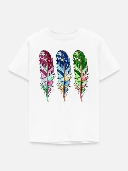 Feder - Kinder T-Shirt - Weiß
