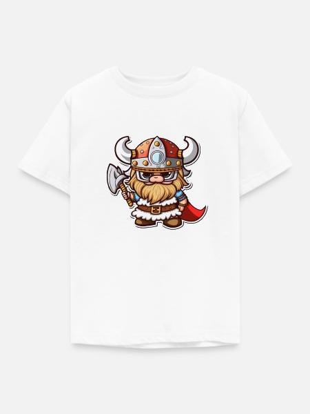 Björns Abenteuer: Cartoon-Wikinger Björn - Kinder T-Shirt - Weiß