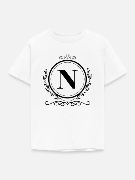 Buchstabe N Dekoration - Kinder T-Shirt - Weiß
