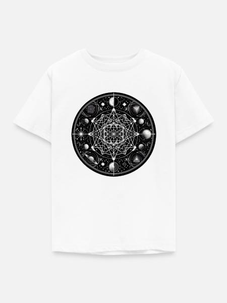 Celestial Geometry: Sacred Night Sky - Kinder T-Shirt - Weiß