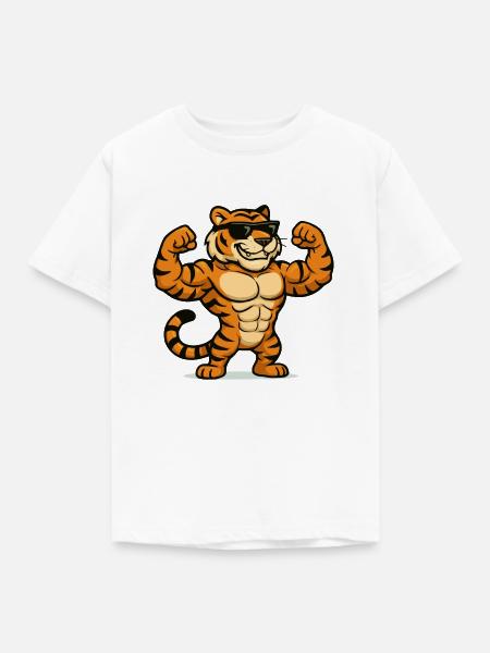 tiger muskeln - Kinder T-Shirt - Weiß