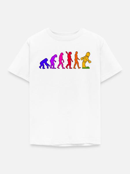 Klemmbaustein Evolution Menschheit Noppenbaustein - Kinder T-Shirt - Weiß