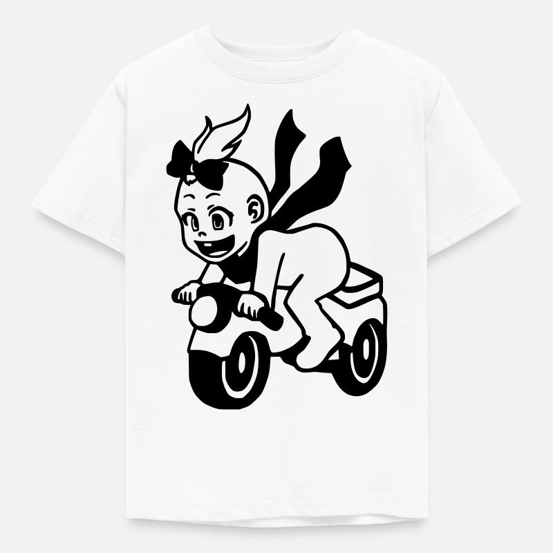 Mädchen auf Motorrad - Kinder T-Shirt - Weiß