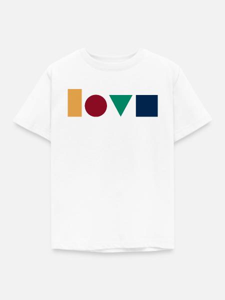 LOVE – Geometrisches Design - Kinder T-Shirt - Weiß