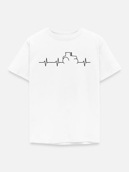 Traktor Herzschlag Puls - Kinder T-Shirt - Weiß
