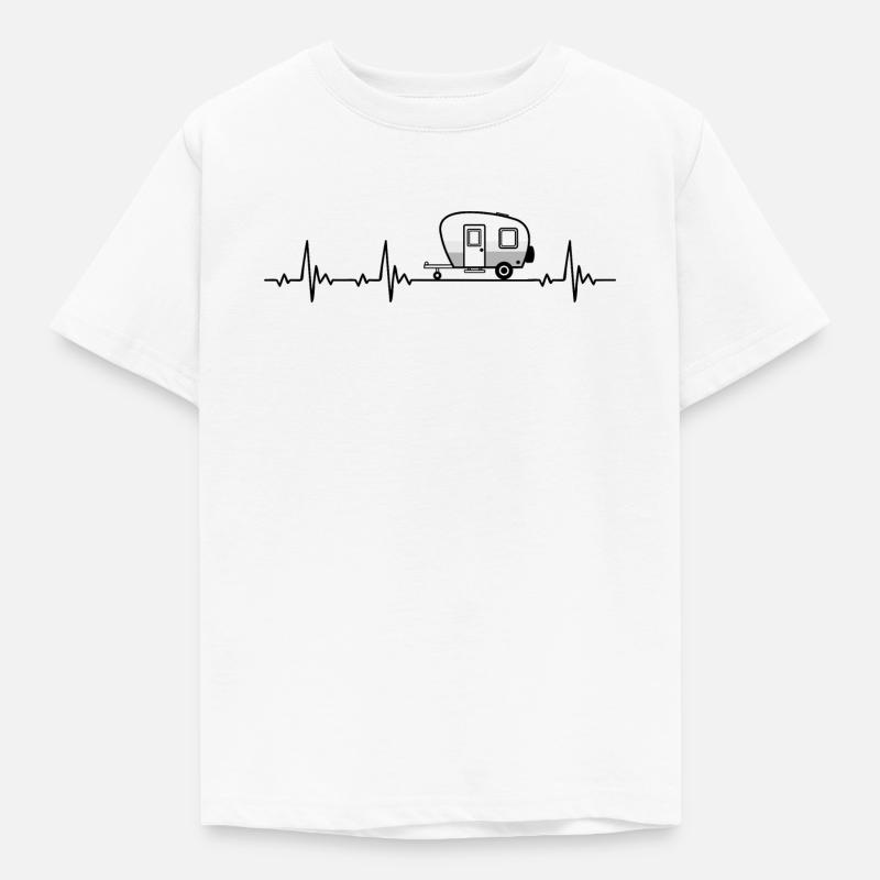 Wohnwagen Camping Heartbeat Frequenz Puls EKG - Kinder T-Shirt - Weiß