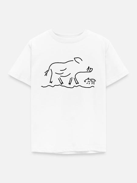 wildschwein mit frischling - Kinder T-Shirt - Weiß