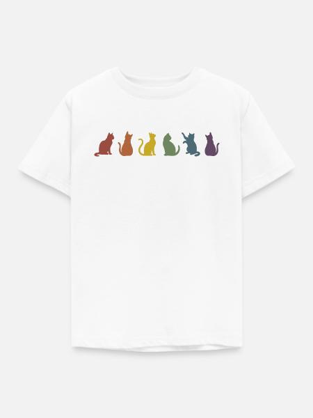 Bunte Pride Katzen Silhouetten - Kinder T-Shirt - Weiß
