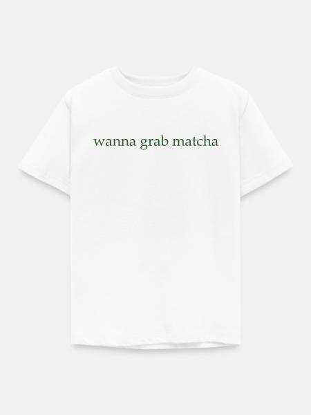 wanna grab matcha - Kinder T-Shirt - Weiß