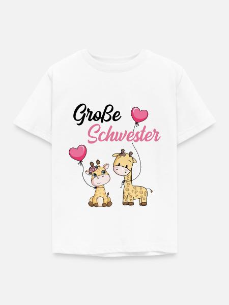 Große Schwester Giraffe - Kinder T-Shirt - Weiß