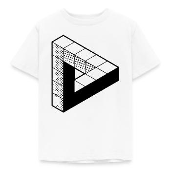 Unmögliches Dreieck - Tribar - Penrose Triangel - Kinder T-Shirt - Weiß - Vorne - AI Model Kid Male (0cm)