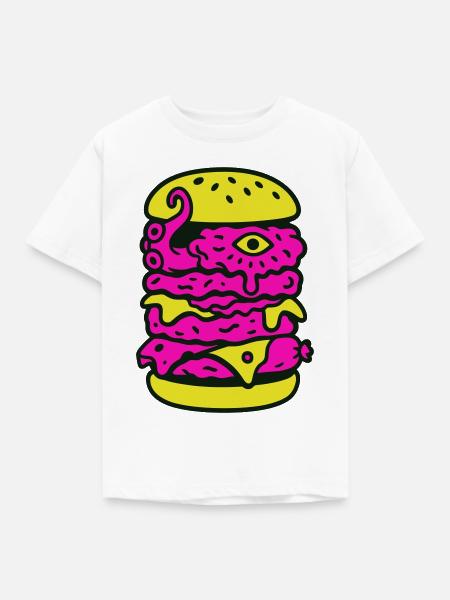 Monsterburger im Pop-Art Stil - Kinder T-Shirt - Weiß
