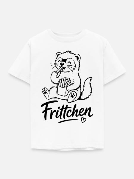 Frittchen Frettchen Fritten - Kinder T-Shirt - Weiß