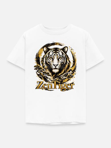 ZenTiger: Goldene Tigerlandschaft - Kinder T-Shirt - Weiß