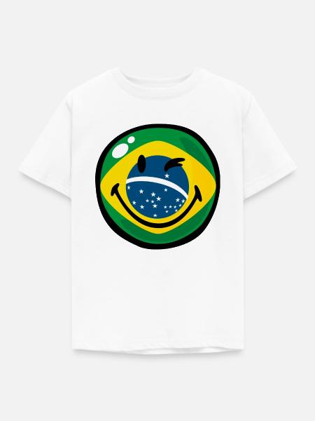 Smiley Brazil - Kinder T-Shirt - Weiß