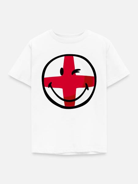 Smiley Flag England - Kinder T-Shirt - Weiß