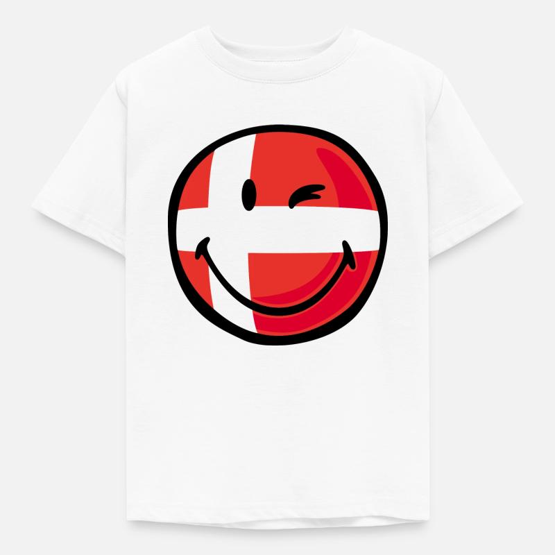 Smiley Flag Denmark - Maglietta per bambini - bianco