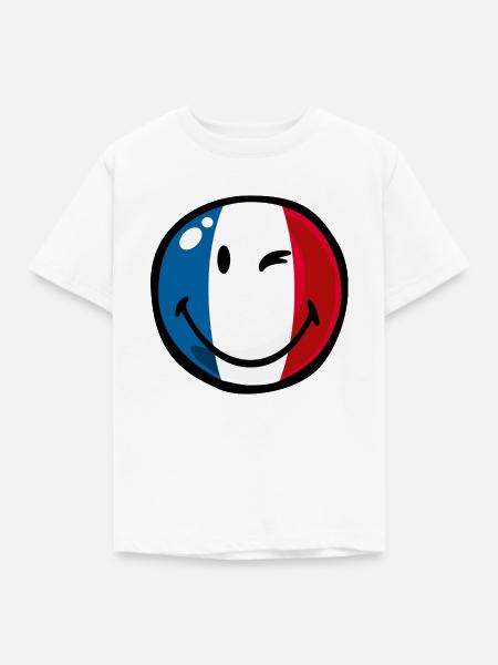 Smiley Flag France - Kinder T-Shirt - Weiß