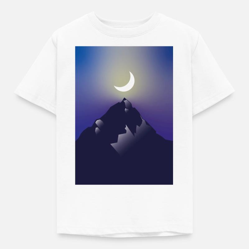 Berge im Mondschein - Kinder T-Shirt - Weiß