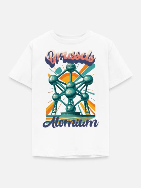 Urban Retro Dreams – ATOMIUM - Brussels - Kinder T-Shirt - Weiß