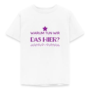 warum machen wir das? - Kinder T-Shirt - Weiß - Vorne - AI Model Kid Male (0cm)