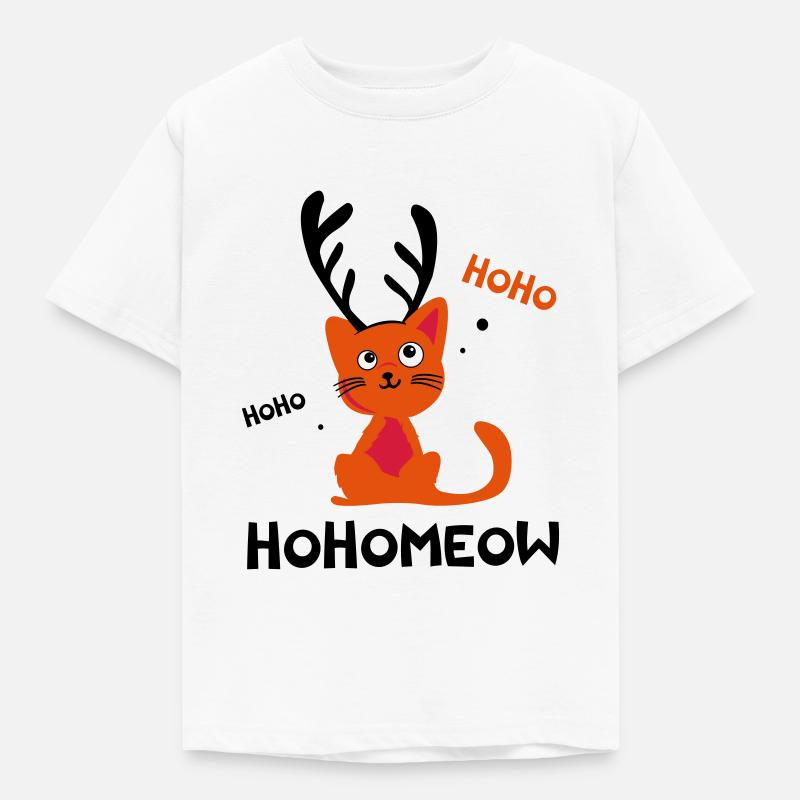HohoMeow - Weihnachtskatze Geschenkidee Christmas - Kinder T-Shirt - Weiß