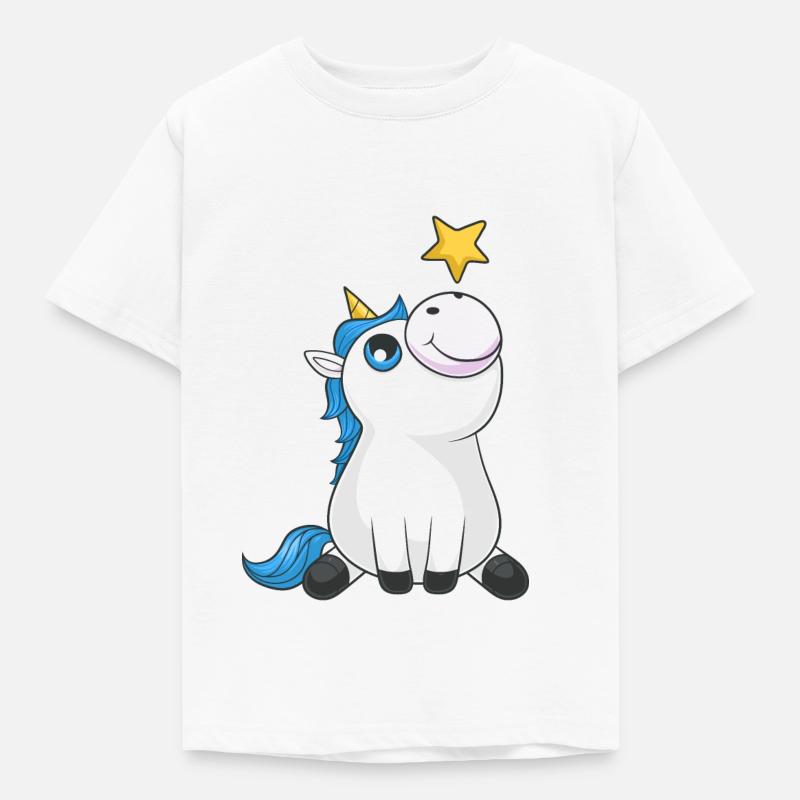 Süßes Comic Einhorn - Kinder T-Shirt - Weiß