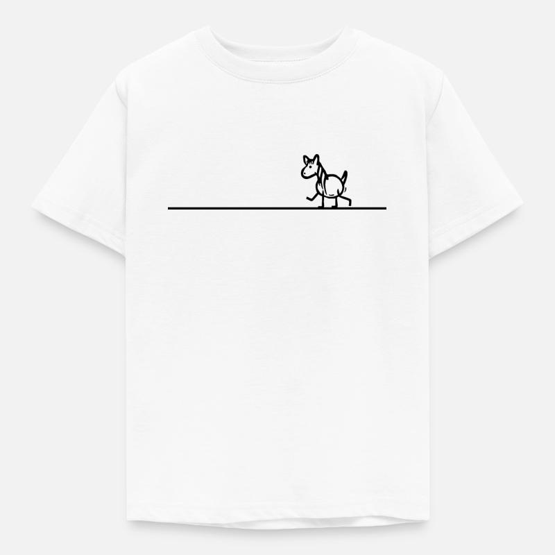 Pferd Pony geht auf einer Linie - Kinder T-Shirt - Weiß