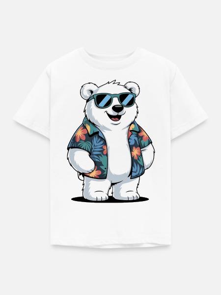 Lustiger Sommer Eisbär - Kinder T-Shirt - Weiß