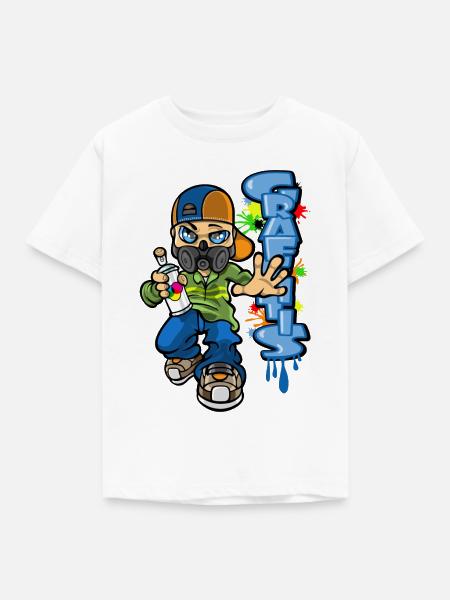 B-Boy und Graffiti - Kinder T-Shirt - Weiß