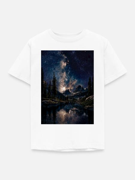 Milchstraße über Bergen - Kinder T-Shirt - Weiß