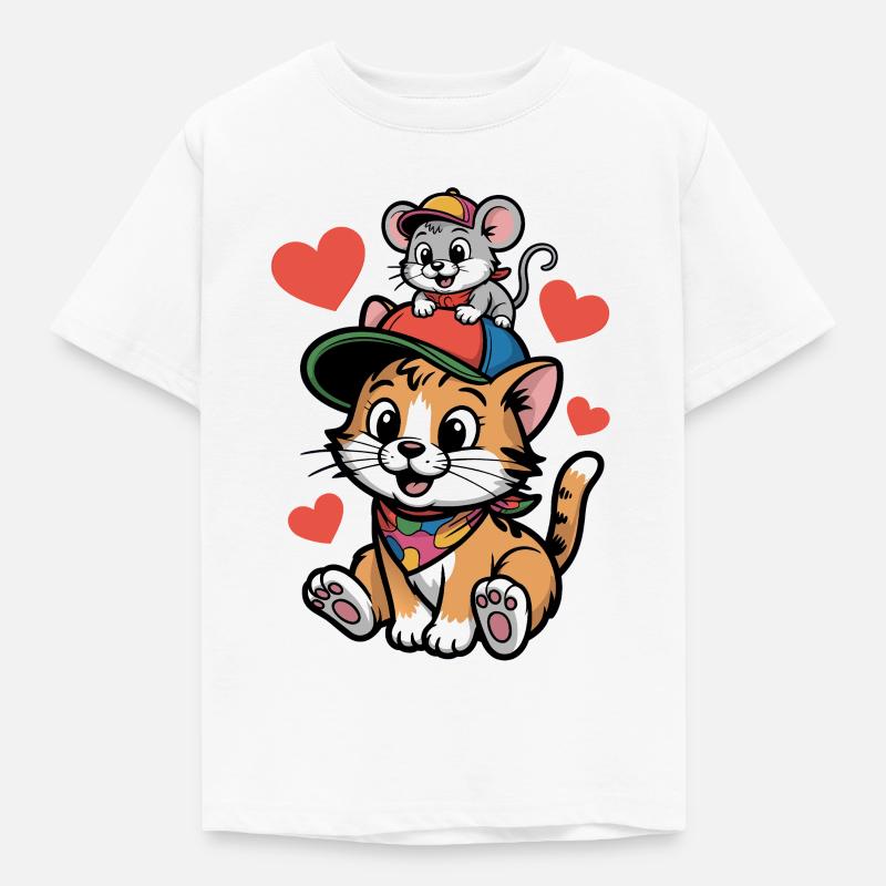 Amicizia tra gatti e topi - Maglietta per bambini - bianco