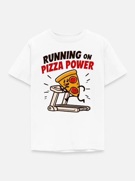 Pizza Power Laufbandheld - Kinder T-Shirt - Weiß
