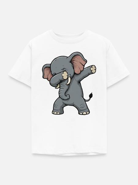 Dab-Elefant Cartoon - Kinder T-Shirt - Weiß