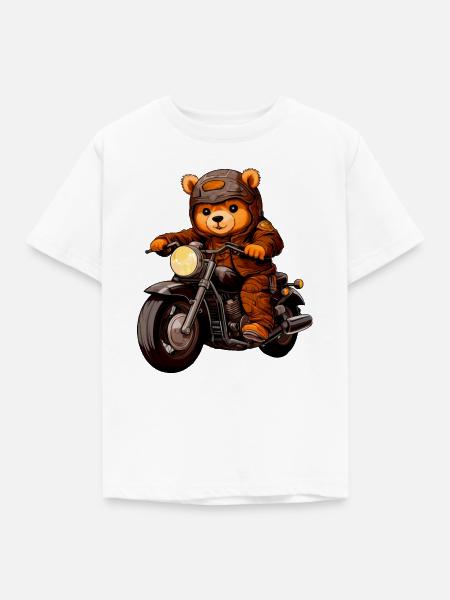 Motorrad Bären Teddy - Kinder T-Shirt - Weiß