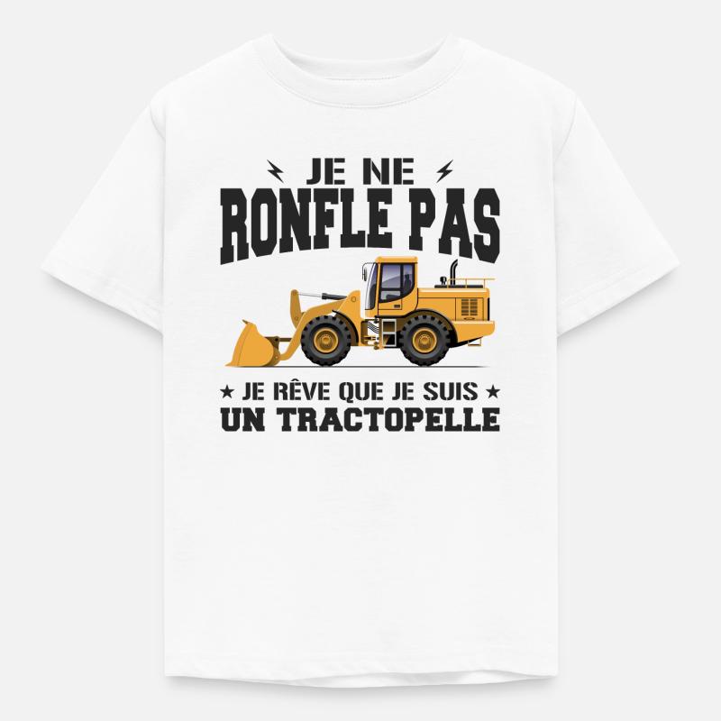 Construction machine Backhoe loader Snorer - Kids' T-Shirt - white