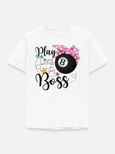Spielen Wie ein Boss Pool - Kinder T-Shirt - Weiß