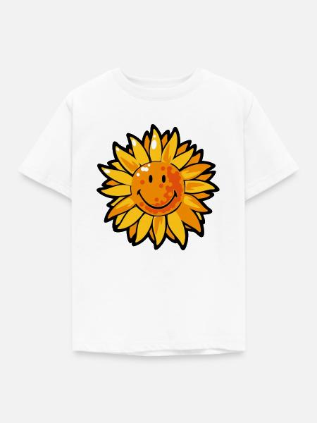 Smiley Sunflower - Kinder T-Shirt - Weiß