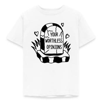 Conception graphique pierre tombale votre avis sans valeur - T-shirt Enfant - blanc - Devant - AI Model Kid Male (0cm)