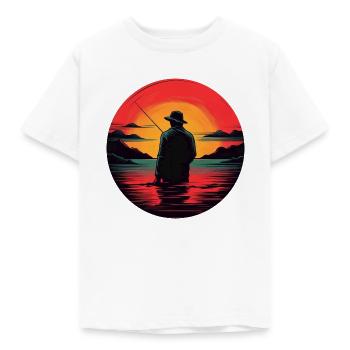 Angeln bei Sonnenaufgang - Kinder T-Shirt - Weiß - Vorne - AI Model Kid Male (0cm)