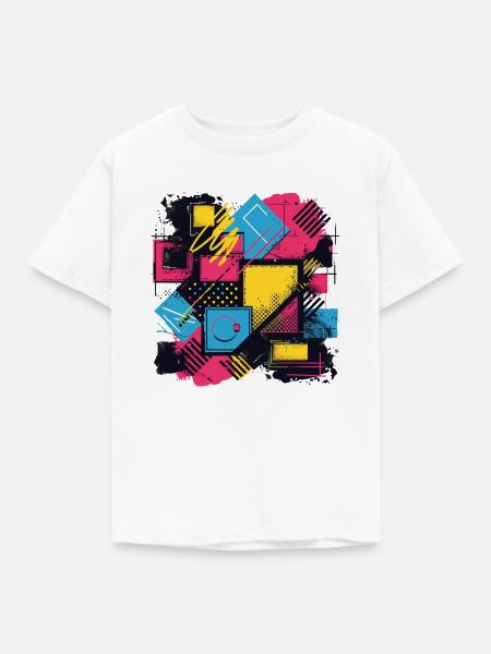 RetroSquare - Verpixelte Abstraktion - Kinder T-Shirt - Weiß