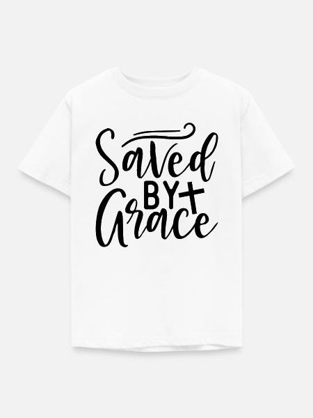 Saved by grace - Kinder T-Shirt - Weiß