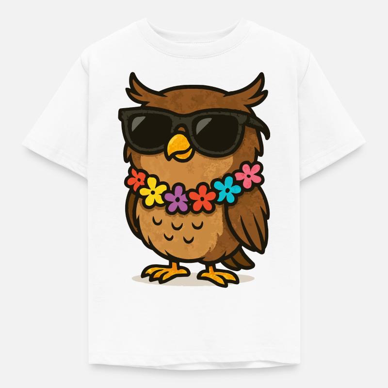 eule sonnenbrille - Kinder T-Shirt - Weiß