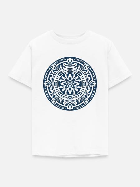Altgriechisches Mandala 1 - Kinder T-Shirt - Weiß