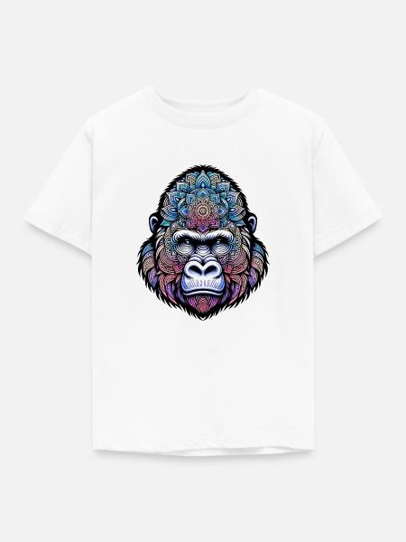 Mystisches Gorilla-Mandala - Kinder T-Shirt - Weiß